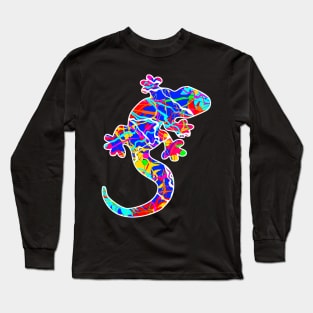 Colorful surreal psychedelic lizard king I Long Sleeve T-Shirt